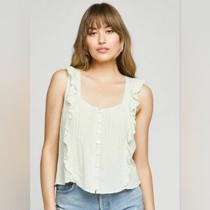 Cottagecore Coastal Cowgirl Cream Delicate Ruffled Cotton Blouse